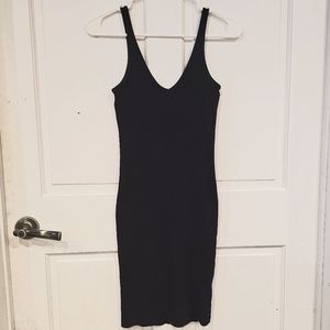 Basic V-neck ribbed midi tank dress